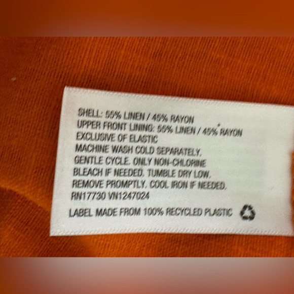 NOEL Dress 2X Orange Cutout Midi Dress Linen Blend Bow Front Smocked Back - Picture 5 of 7